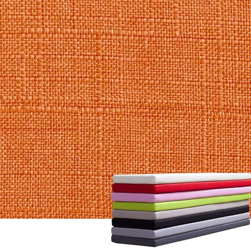 Sitzkissenbezüge für Gartenmöbel, 5cm Dick, Leinenstoff Bankkissenbezug Ersatzbezug, mit Reißverschluss, rutschfest, für Rectangular Küchen Esszimmer Sofa Kissen(Orange,150x55x5cm) von VEAI