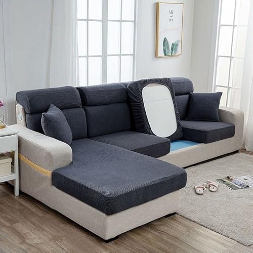 Sitzkissenbezug Verschleißfest Universal Sofabezug L Form, Sofaüberwurf Für Sektionssofa, Sofasitzbezug Hochelastischer Rutschfester Spandex Mit Hoher Dehnung Sofaabdeckung Möbelschutz ( Color : #2 , von VEAI