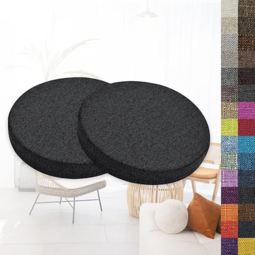 VEAI 2er-Set rutschfeste Runde Stuhlkissen – 40cm/ 45cm/ 50cm Rundes Memory-Schaum-Sitzkissen Stuhlpolster für Barhocker, Küche, Esszimmer, Terrasse & Garten (Innen/Außen)(D1,35x3cm/13.8x1.2in) von VEAI