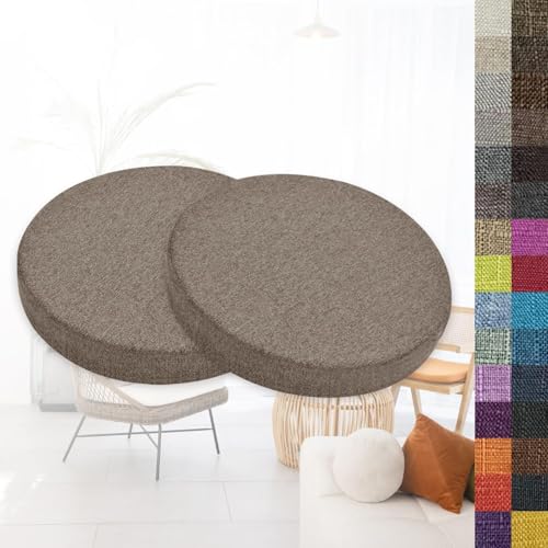 VEAI 2er-Set rutschfeste Runde Stuhlkissen – 40cm/ 45cm/ 50cm Rundes Memory-Schaum-Sitzkissen Stuhlpolster für Barhocker, Küche, Esszimmer, Terrasse & Garten (Innen/Außen)(D11,40x5cm/15.7x2in) von VEAI