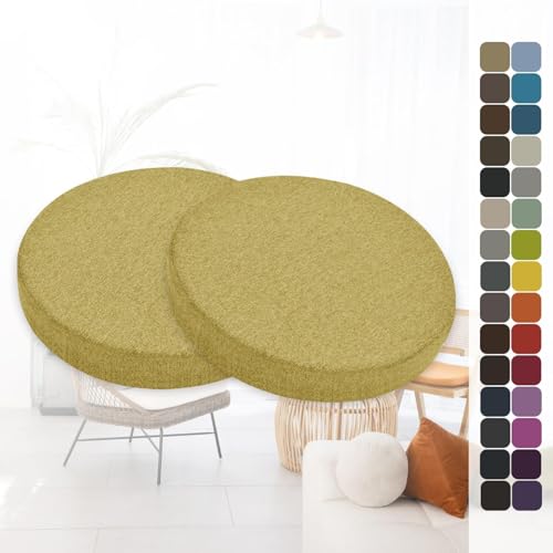 VEAI 2er-Set rutschfeste Runde Stuhlkissen – 40cm/ 45cm/ 50cm Rundes Memory-Schaum-Sitzkissen Stuhlpolster für Barhocker, Küche, Esszimmer, Terrasse & Garten (Innen/Außen)(D12,45x8cm/17.7x3in) von VEAI