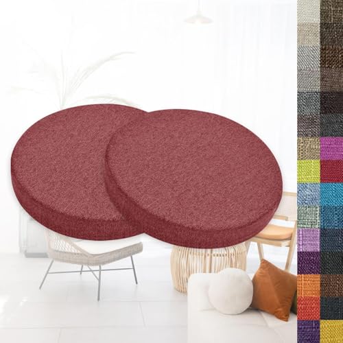 VEAI 2er-Set rutschfeste Runde Stuhlkissen – 40cm/ 45cm/ 50cm Rundes Memory-Schaum-Sitzkissen Stuhlpolster für Barhocker, Küche, Esszimmer, Terrasse & Garten (Innen/Außen)(D15,60x3cm/23.6x1.2in) von VEAI