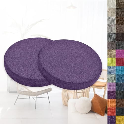 VEAI 2er-Set rutschfeste Runde Stuhlkissen – 40cm/ 45cm/ 50cm Rundes Memory-Schaum-Sitzkissen Stuhlpolster für Barhocker, Küche, Esszimmer, Terrasse & Garten (Innen/Außen)(D17,35x3cm/13.8x1.2in) von VEAI