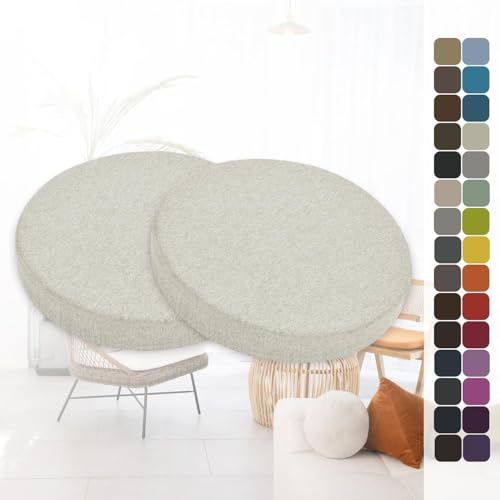 VEAI 2er-Set rutschfeste Runde Stuhlkissen – 40cm/ 45cm/ 50cm Rundes Memory-Schaum-Sitzkissen Stuhlpolster für Barhocker, Küche, Esszimmer, Terrasse & Garten (Innen/Außen)(D4,55x5cm/21.6x2in) von VEAI