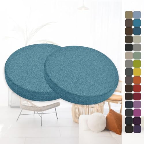 VEAI 2er-Set rutschfeste Runde Stuhlkissen – 40cm/ 45cm/ 50cm Rundes Memory-Schaum-Sitzkissen Stuhlpolster für Barhocker, Küche, Esszimmer, Terrasse & Garten (Innen/Außen)(D6,45x3cm/17.7x1.2in) von VEAI