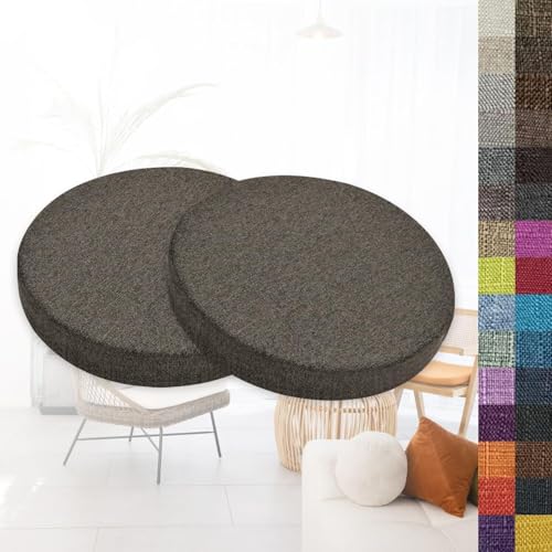 VEAI 2er-Set rutschfeste Runde Stuhlkissen – 40cm/ 45cm/ 50cm Rundes Memory-Schaum-Sitzkissen Stuhlpolster für Barhocker, Küche, Esszimmer, Terrasse & Garten (Innen/Außen)(D7,50x8cm/19.6x3in) von VEAI