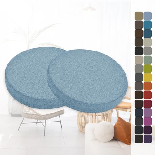 VEAI 2er-Set rutschfeste Runde Stuhlkissen – 40cm/ 45cm/ 50cm Rundes Memory-Schaum-Sitzkissen Stuhlpolster für Barhocker, Küche, Esszimmer, Terrasse & Garten (Innen/Außen)(D8,40x5cm/15.7x2in) von VEAI