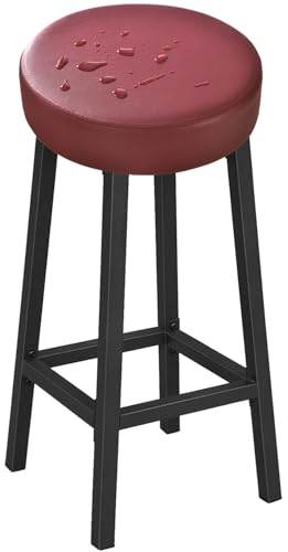 VEAI Elastische runde Barhockerbezüge 30-36cm, 6/4/2er, wasserdichte Hockerbezug Sitzbezüge für runde Hocker - Pflegeleichter Stoff(Burgundy,1pc) von VEAI