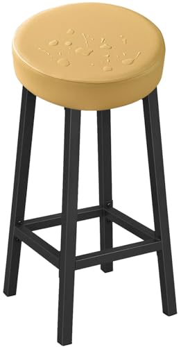 VEAI Elastische runde Barhockerbezüge 30-36cm, 6/4/2er, wasserdichte Hockerbezug Sitzbezüge für runde Hocker - Pflegeleichter Stoff(Gelb,1pc) von VEAI