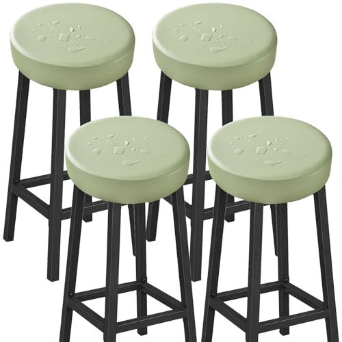 VEAI Elastische runde Barhockerbezüge 30-36cm, 6/4/2er, wasserdichte Hockerbezug Sitzbezüge für runde Hocker - Pflegeleichter Stoff(Light Green,4pcs) von VEAI
