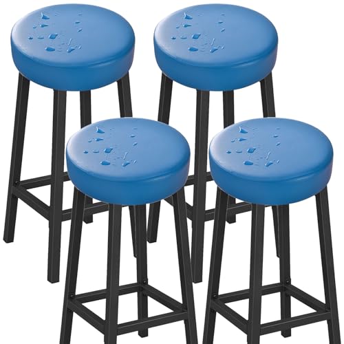 VEAI Elastische runde Barhockerbezüge 30-36cm, 6/4/2er, wasserdichte Hockerbezug Sitzbezüge für runde Hocker - Pflegeleichter Stoff(Royal Blue,4pcs) von VEAI