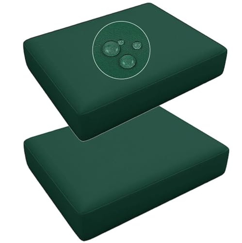 VEAI Outdoor Sofa Cushion Covers with Zipper Set of 2 Waterproof Removable Weatherproof Patio Chair Covers for Rattan Garden Furniture(Green,33x65x10cm) von VEAI