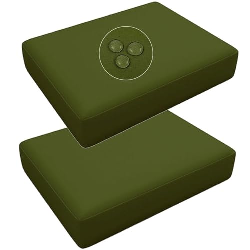 VEAI Outdoor Sofa Cushion Covers with Zipper Set of 2 Waterproof Removable Weatherproof Patio Chair Covers for Rattan Garden Furniture(Military Green,33x65x10cm) von VEAI