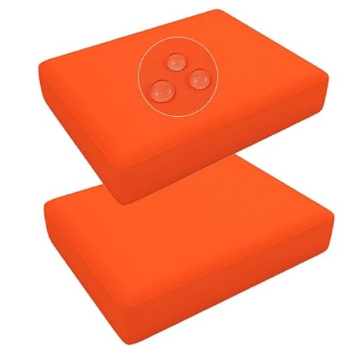VEAI Outdoor Sofa Cushion Covers with Zipper Set of 2 Waterproof Removable Weatherproof Patio Chair Covers for Rattan Garden Furniture(Orange,50x55x10cm) von VEAI
