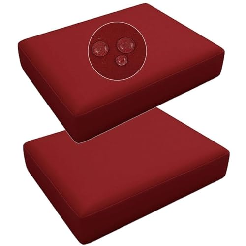 VEAI Outdoor Sofa Cushion Covers with Zipper Set of 2 Waterproof Removable Weatherproof Patio Chair Covers for Rattan Garden Furniture(Red,33x65x10cm) von VEAI