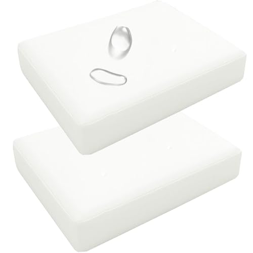 VEAI Outdoor Sofa Cushion Covers with Zipper Set of 2 Waterproof Removable Weatherproof Patio Chair Covers for Rattan Garden Furniture(White,65x65x10cm) von VEAI