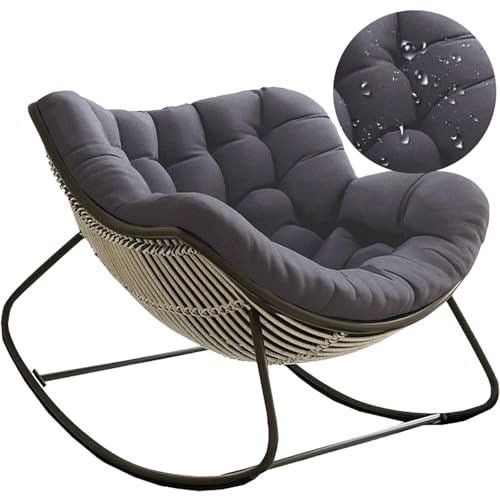VEAI Schaukelstuhl Auflage wasserdicht Rattan Wohnzimmer, Bequemer Schaukelsessel Kissen Outdoor Indoor, Papasansessel Kissen Auflage Doppelt Für Garten, Terrasse(F5) von VEAI