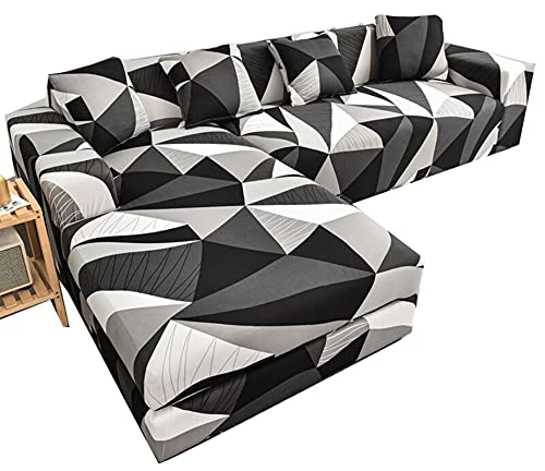 VEAI Sofabezug Ecksofa Spannbezug, Sofabezug L Form Für Sektionssofa 1 Stück Stretch Couch Elastischer Polyester Sofasitzbezüge (Color : A, Size : 215-280cm) von VEAI