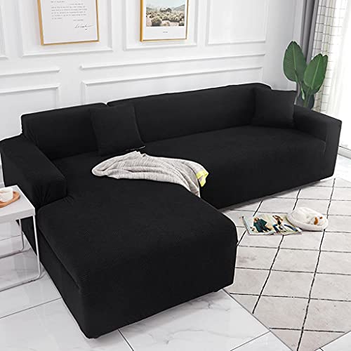 VEAI Sofabezug Sofahusse L Form Rechts/Links Couchbezug Grau/Beige Stretch Eckcouch 1/2/3/4 Sitzer（L-förmiges Ecksofa Sofa Abdeckung sollte Zwei kaufen） (Color : E, Size : 3-Sitzer (190-230 cm)) von VEAI