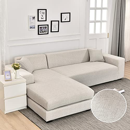 VEAI Sofahusse 3/4/2 Sitzer Sofabezug L-Form Stretch Couchbezug Sofaüberwurf（L-förmiges Ecksofa Überzug Sofa sollte Zwei kaufen） (Color : L, Size : 4 Seats (235-300cm) 1PC) von VEAI