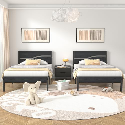VECELO Bettgestell 90 x 200 cm, Metallbett mit Doppelschicht Holzkopfteil und Lattenrost, Modern Gästebett Jugendbett mit Stauraum Unter Dem Bett, Perfekt für Schlafzimmer, Schwarz VECELO Bettgestell 90 x 200 cm, Metallbett mit Doppelschicht Holzkopfteil und Lattenrost, Modern Gästebett Jugendbett mit Stauraum Unter Dem Bett, Perfekt für Schlafzimmer, Schwarz von VECELO