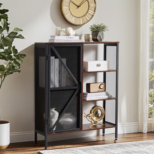 VECHOLL Farmhouse Kaffeebarschrank, industrieller kleiner Akzent, Buffet, Sideboard, Likörschrank mit Regalen und Tür, Konsole, Sofatisch für Küche, Esszimmer, Wohnzimmer, Flur von VECHOLL