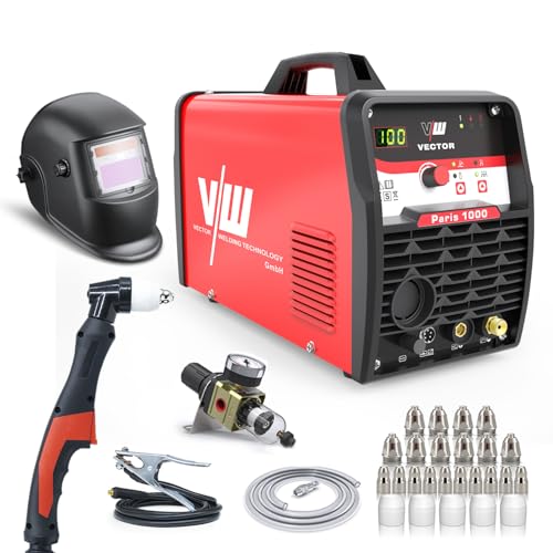 VECTOR WELDING Plasmaschneider 100 A SET - Pilotzündung - Plasma Cutter - 100 Ampere Stromstärke & 45mm Schnittstärke - 400v | Inkl. Plasmabrenner und Plasma Düsen SET von VECTOR WELDING