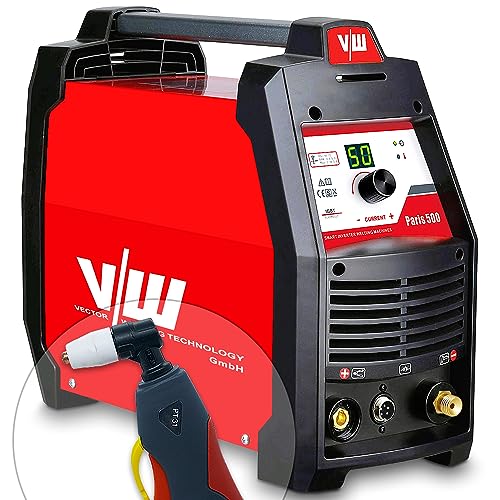 VECTOR WELDING - Plasmaschneider 50A - HF Pilotzündung - IGBT Technologie - Überhitzungsschutz - 18mm Stahl & 12mm Aluminium Schnittstärke - 20A-50A Schneidstrom - Digitales Display - Paris 500 von VECTOR WELDING