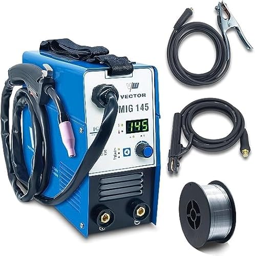 Fülldraht Schweißgerät ohne Gas - Drahtschweißgerät mit 145 Ampere & Elektrodenschweißfunktion - Auto. Drahtvorschub - Inverter - Set mit 1 Kg Drahtrolle - VECTOR WELDING von VECTOR WELDING