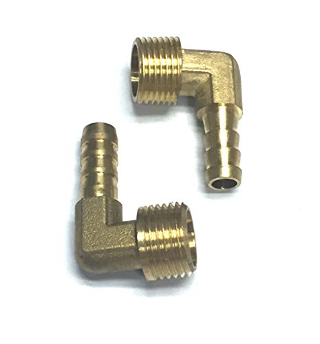 VEDA 2pecs 90-Grad-Winkel, 8 mm auf 3/8 Zoll BSP-Gewinde, massives Messing, Schlauchendstück, Widerhaken auf BSP-Außengewinde, Teich-/Pool-/Schlauch-Adapter von VEDA