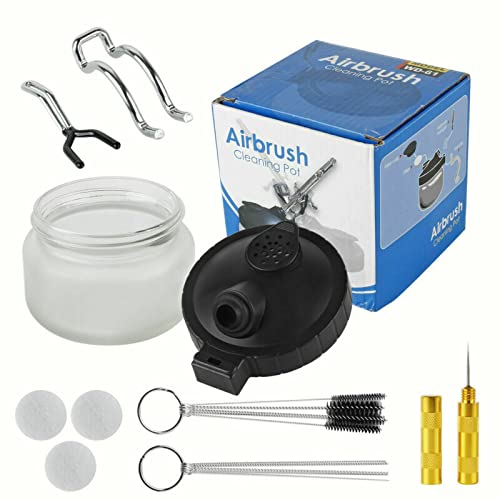 VEDA® Airbrush Reinigungstopf Set – Glasbehälter mit Halterung & Reinigungszubehör, für Airbrush-Düsenreinigung & Farbreste von VEDA