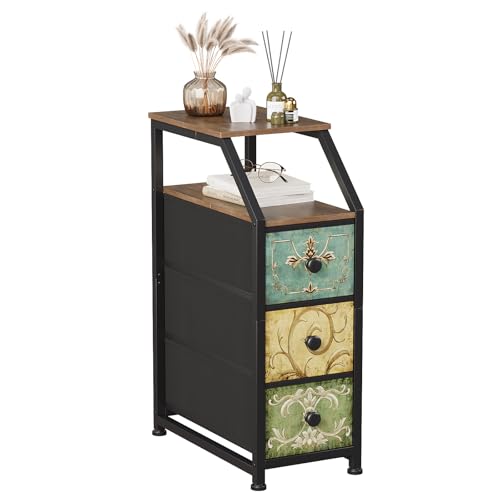 VEDECASA Kommode mit 3 Schubladen Böhmische Schminktisch mit Holzplatte Stoffschubladen Metallgestell Stoff Kommode Turm Veranstalter für Wohnzimmer Schlafzimmer Flur Anti-Kipp (Schmal 3 Schubladen) VEDECASA Kommode mit 3 Schubladen Böhmische Schminktisch mit Holzplatte Stoffschubladen Metallgestell Stoff Kommode Turm Veranstalter für Wohnzimmer Schlafzimmer Flur Anti-Kipp (Schmal 3 Schubladen) von VEDECASA