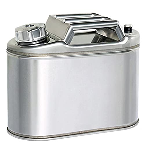 VEDEXA enzinkanister Metall 201 Rostfreier,oppelt Verdickter Benzinkanister 5L Metall Ausgießer Silber flexibel,Diesel & Bio-Ethanol geeignet von VEDEXA