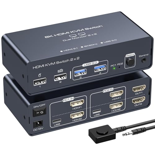VEDINDUST 8K@60HZ KVM Switch 2 PC 2 Monitore 4K@120HZ Aluminium KVM Switch KVM Switches HDMI Gemeinsame 4 USB-Geräte unterstützen Kopieren und Erweiterung(USB C unterstützt keine Videoübertragung) VEDINDUST 8K@60HZ KVM Switch 2 PC 2 Monitore 4K@120HZ Aluminium KVM Switch KVM Switches HDMI Gemeinsame 4 USB-Geräte unterstützen Kopieren und Erweiterung(USB C unterstützt keine Videoübertragung) von VEDINDUST