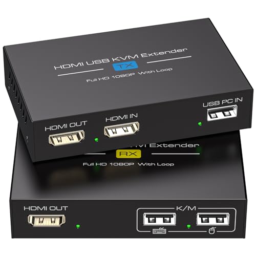 VEDINDUST 120M 400FT HDMI KVM USB Extender RJ45 USB Over Ethernet Übertragung über Einzelne Cat5e/ 6/7 Full HD 1080P60Hz Unterstützung Loop Out VEDINDUST 120M 400FT HDMI KVM USB Extender RJ45 USB Over Ethernet Übertragung über Einzelne Cat5e/ 6/7 Full HD 1080P60Hz Unterstützung Loop Out von VEDINDUST