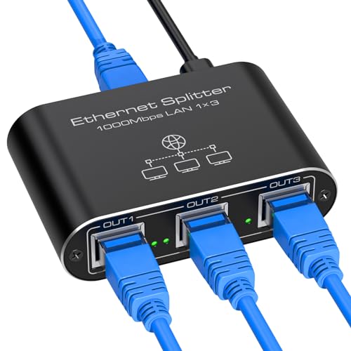 VEDINDUST LAN Switch 1 Auf 3 1000Mbps Netzwerk Splitter Aluminium Gigabit Ethernet Verteiler Mit USB-C-Netzkabel für Computer, Router, Set-Top Box VEDINDUST LAN Switch 1 Auf 3 1000Mbps Netzwerk Splitter Aluminium Gigabit Ethernet Verteiler Mit USB-C-Netzkabel für Computer, Router, Set-Top Box von VEDINDUST