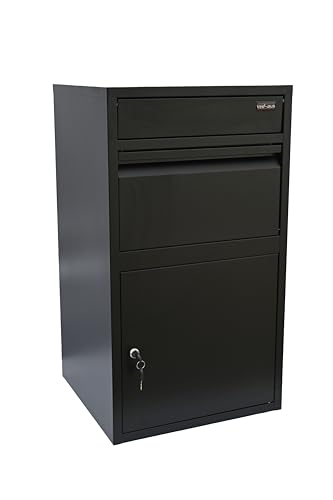 VEEHAUS Paketbriefkasten Schwarz Groß Briefkasten Verzinktes Blech Paketbox Draussen Groß XL Und Postbox Für Pakete Briefkasten Mit Paketfach (M-Tikelia, Ohne Ständer) von VEEHAUS