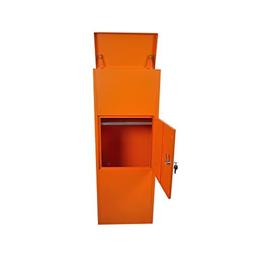 VEEHAUS Paketbriefkasten Groß Briefkasten Rostfrei Paketbox Draussen Groß XXL Und Postbox Für Pakete Briefkasten Mit Paketfach (Ohne Ständer, Orange) von VEEHAUS