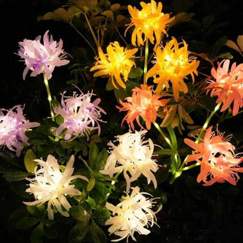 VEEKAY Gartendeko Solar Gartenleuchte Außen,4 Stück Solarlampen für Außen Garten,Gartenleuchten mit 3 Blume,IP65 Wasserdicht Solar Blumen Gartenbeleuchtung,für Rasen Terrasse von VEEKAY