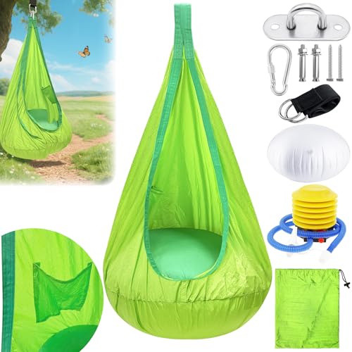 VEEKAY Hängehöhle,Pod Schaukelsitz,Pod Swing Seat mit Aufblasbarem Kissen,Sensorischer Schaukelstuhl mit Tasche,Tragbarer Hängesessel Schaukel,Hängehöhle von VEEKAY