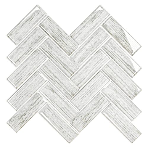 VEELIKE 3D Fliesenaufkleber Holzoptik Grau Fischgrätmuster Klebefliesen Küche Fliesenfolie Badezimmer Wasserfest Küchenfliesen Selbstklebend Wandfliesen Küchenrückwand 30.5cm×30.5cm 6 Stück von VEELIKE