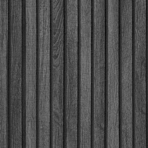 VEELIKE 3D Tapete Holzpaneele Klebefolie Holzoptik Schwarz Grau Holzfolie Selbstklebend für Möbel Holztapete Vintage Möbelfolie Holz Tapeten Schlafzimmer Schrankaufkleber Badezimmer 40cm×300cm von VEELIKE