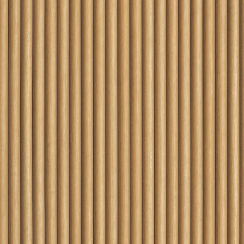 VEELIKE 3d Tapete Holzpaneele Abgerundete Klebefolie Holzoptik Braun Faux Geriffelte Holztapete Möbelfolie Holz Tapeten Selbstklebende Folie Tür Schlafzimmer Holzoptik Deko Wohnzimmer 40cm×300cm von VEELIKE