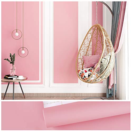 VEELIKE Dicke Möbelfolie Rosa 60cm x 900cm Klebefolie Pink Selbstklebende Tapeten für Schlafzimmer Möbel Küche Wandtapete Kinderzimmer Mädchen Schrankaufkleber Badezimmer Wasserfest Garderobe Deko von VEELIKE