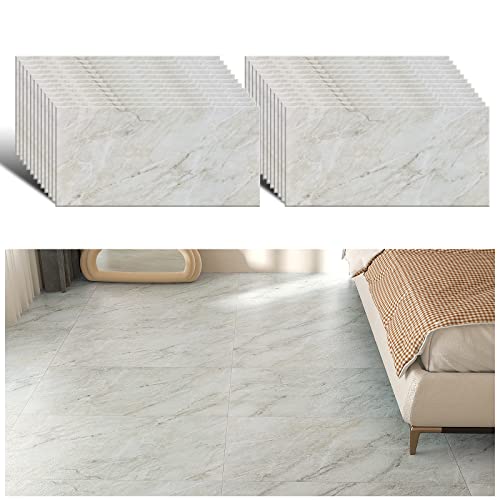 VEELIKE Hellgelb Marmor Vinyl Fliesen Vinylboden Selbstklebend Bodenbelag Fliesenaufkleber Boden Bad Bodenfliesen Aufkleber Wohnzimmer Klebefliesen Boden Küche Wasserfest 60cm x 30cm 24 Stück von VEELIKE