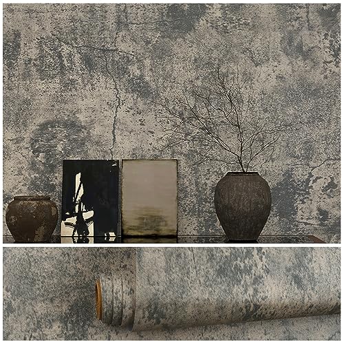 VEELIKE Klebefolie Betonoptik Grau Vintage Tapete Industrial Style Möbelfolie Selbstklebende Folie Gerissener Beton Tapeten Wohnzimmer Shabby Chic Küchentapete Abwaschbar Badezimmer 40cm x 300cm von VEELIKE