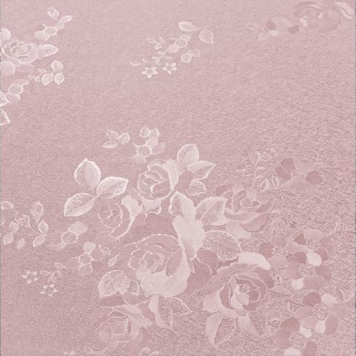 VEELIKE Klebefolie Rosa Tapete Blumen Rosa Rosen Blumentapete Vintage Strukturtapete 40cm x 300cm Möbelfolie Selbstklebend Folie für Möbel Mustertapete Schlafzimmer Badezimmer Wasserfest Abnehmbar von VEELIKE