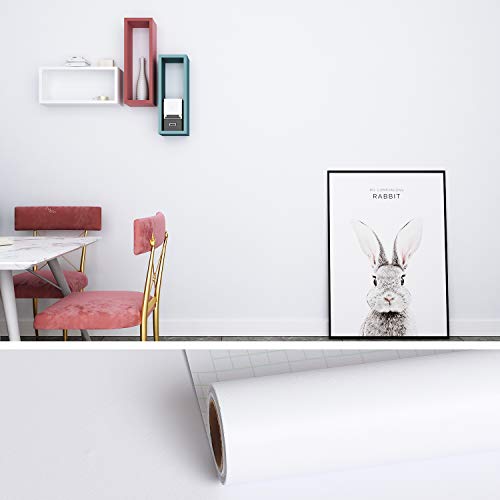 VEELIKE Klebefolie Tapete Weiß Matt Möbelfolie Dekofolie Selbstklebend Klebefolie Möbel Weiss Abwaschbare Tapete Küche Lavendel e Folie für Möbel Matt Tapete Schlafzimmer Wohnzimmer 40cm x 600cm von VEELIKE