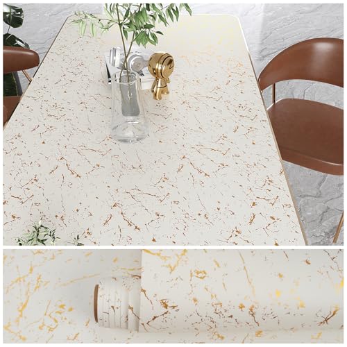 VEELIKE Mamorfolie Weiß Gold Marmor Tapete Selbstklebend Folie Marmoroptik Marmortapeten Wand Gold Weiss Klebefolie Arbeitsplatte Küche Tapeten Badezimmer Küchentapete Wand Abwaschbar 40cm x 300cm von VEELIKE