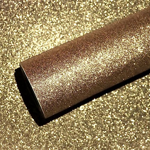 VEELIKE Möbelfolie Glitzer Champagne 40cm×900cm Tapeten Gold Glitzer Deko Wohnzimmer Glitzerfolie Party Dekoration Glitzerpapier Urlaubsdekoration Dekofolie Selbstklebend Möbel Schlafzimmer Schrank von VEELIKE